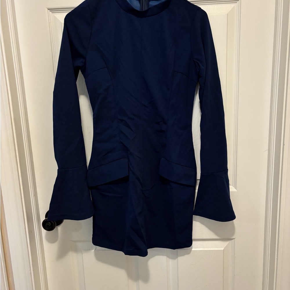 Elegant Navy Long-Sleeve Dress